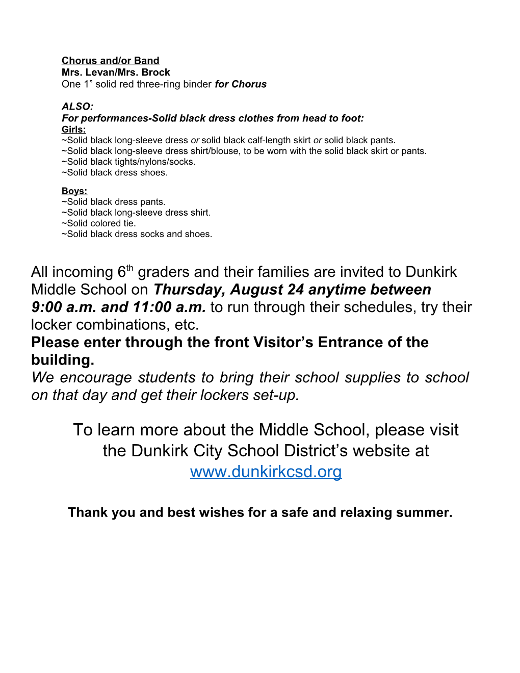 Dunkirk Middle School