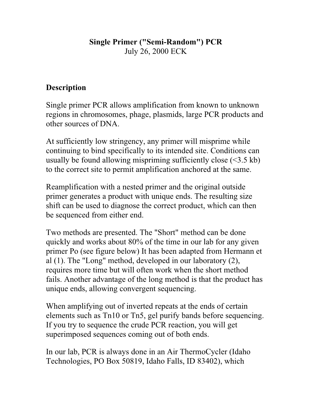 Single Primer ( Semi-Random ) PCR