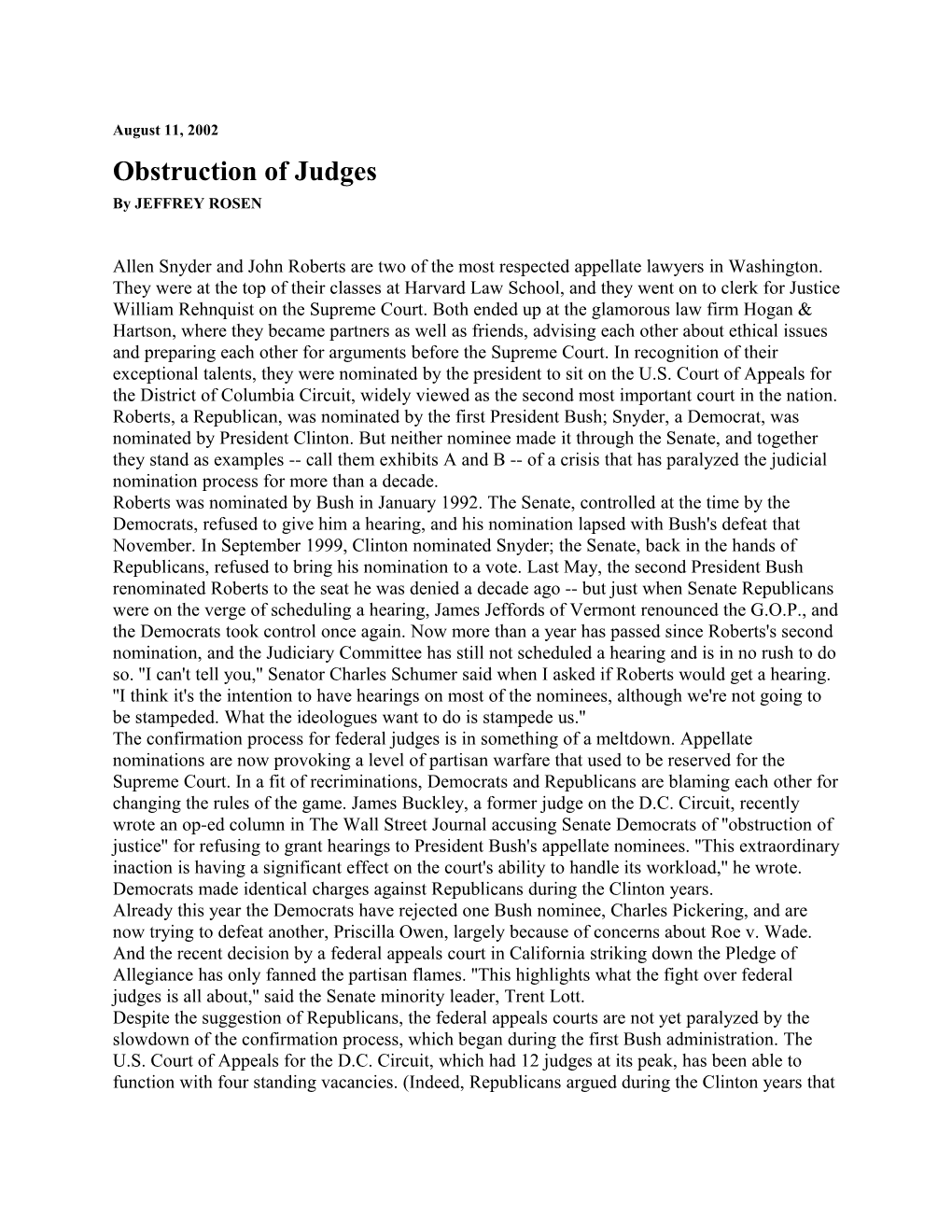Obstruction of Judges