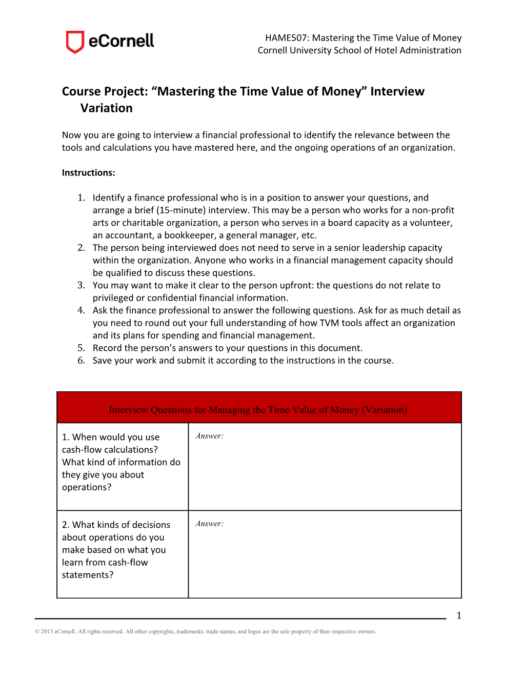 Course Project: Mastering the Time Value of Money Interview Variation
