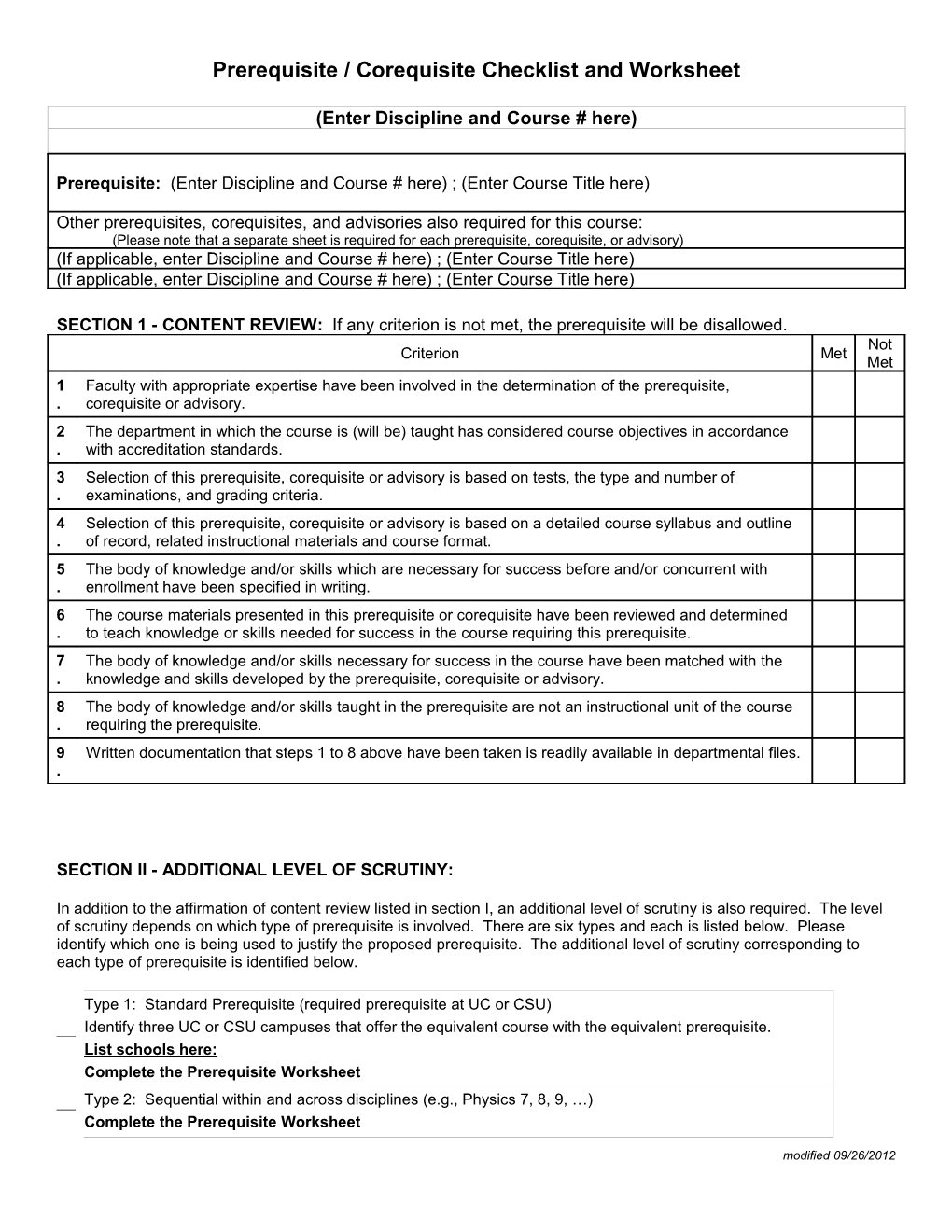 Prerequisite Form Updated 3 21 12