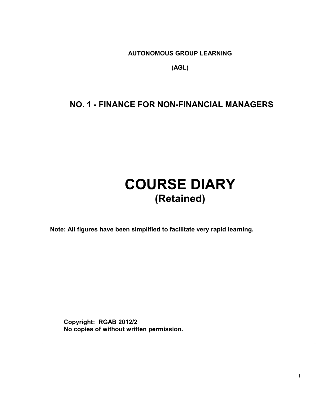 No. 1 - Finance for Non-Financial Managers