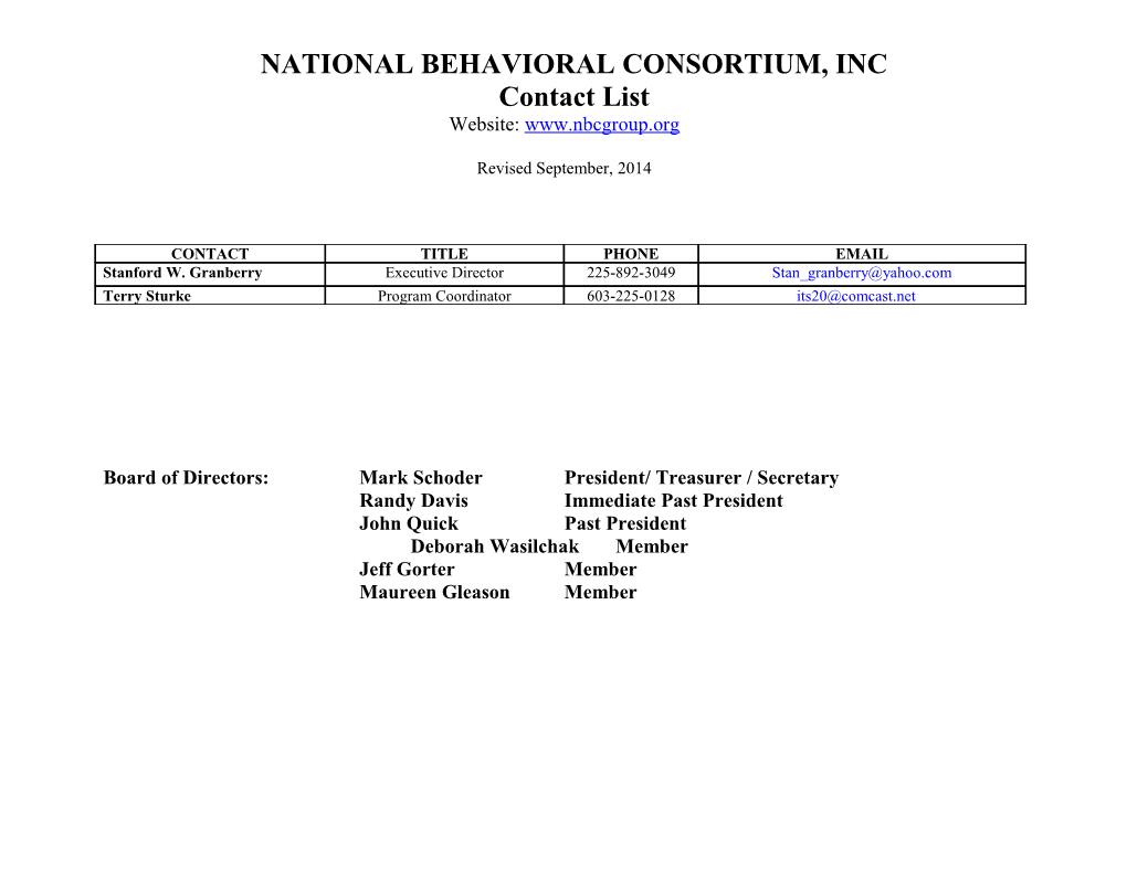 National Behavioral Consortium, Inc