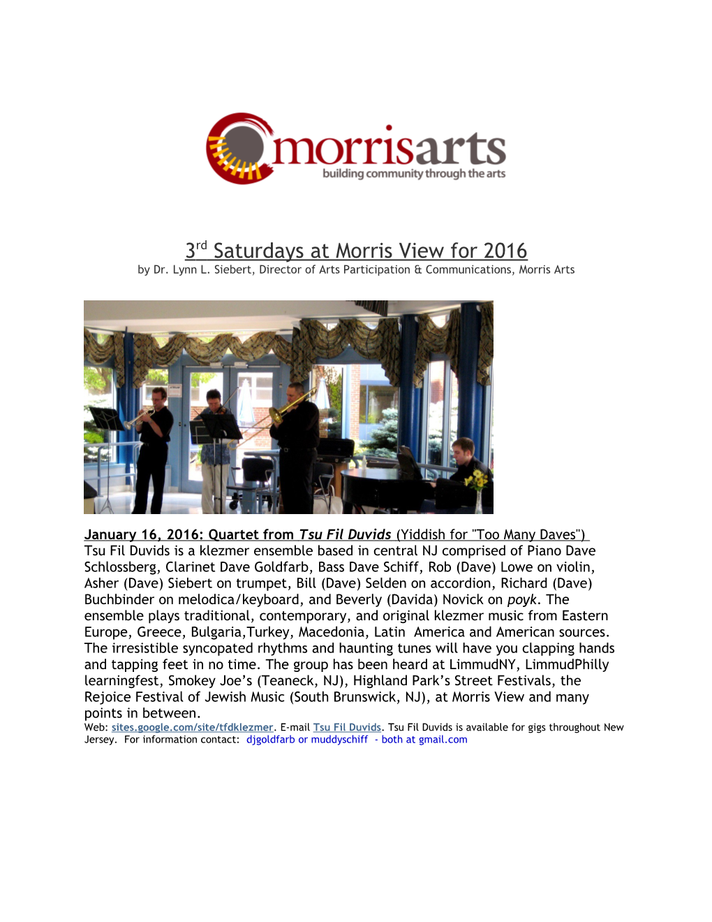 3Rd Saturdays at Morris View for 2016