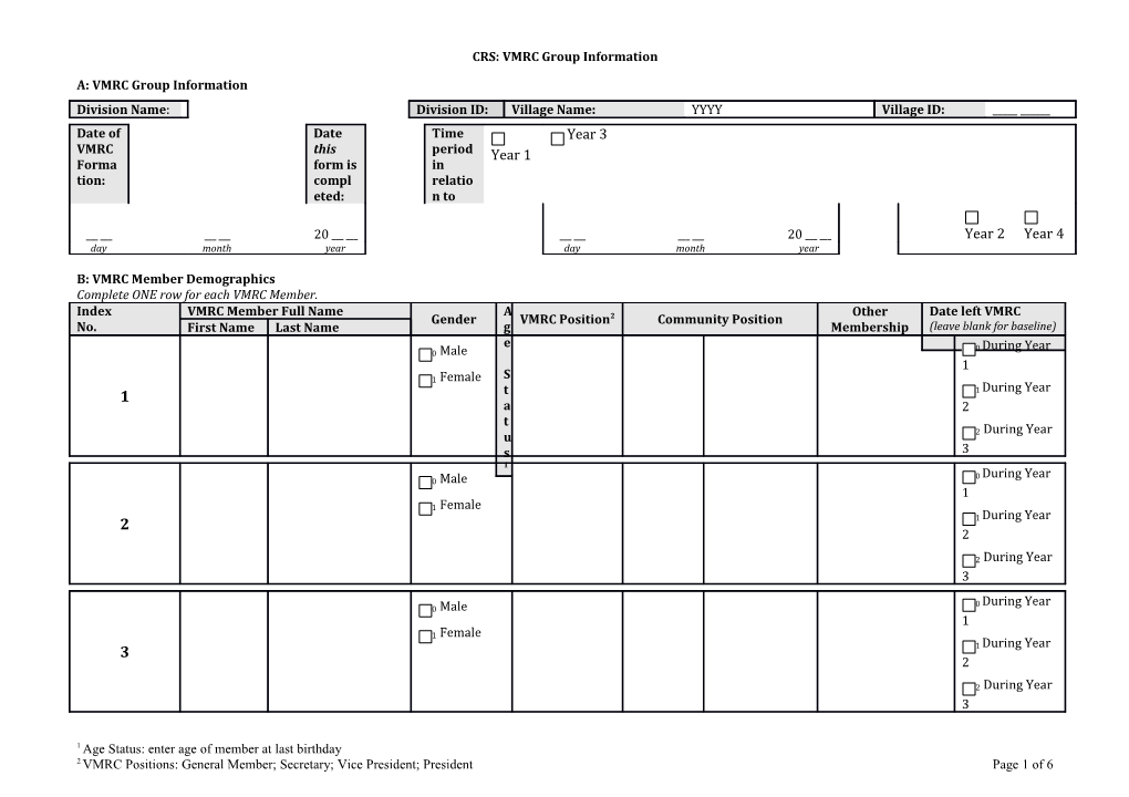 CRS: VMRC Group Information