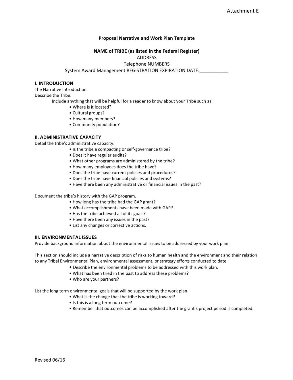 Proposal Narrative and Work Plan Template