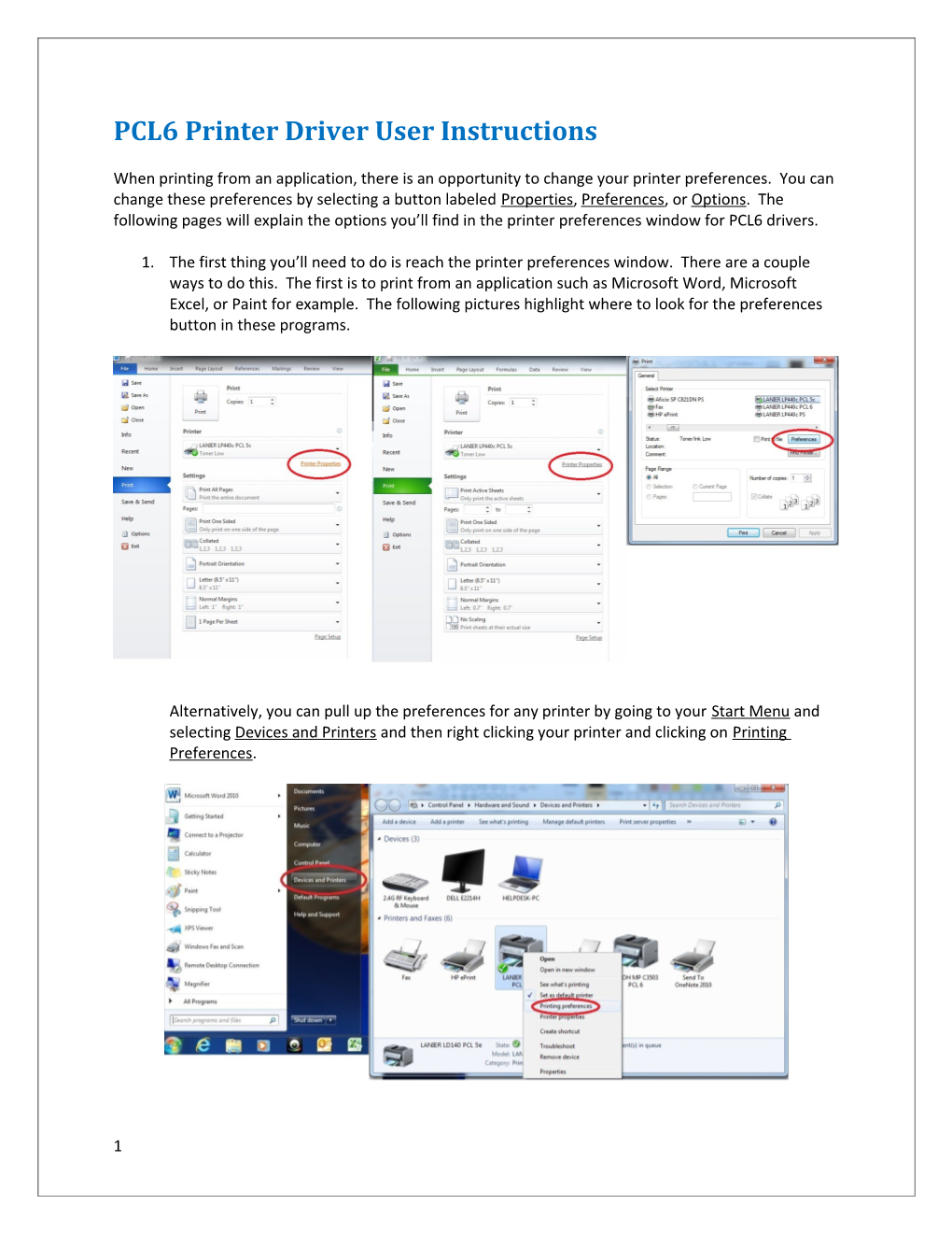 Pcl6printer Driver User Instructions