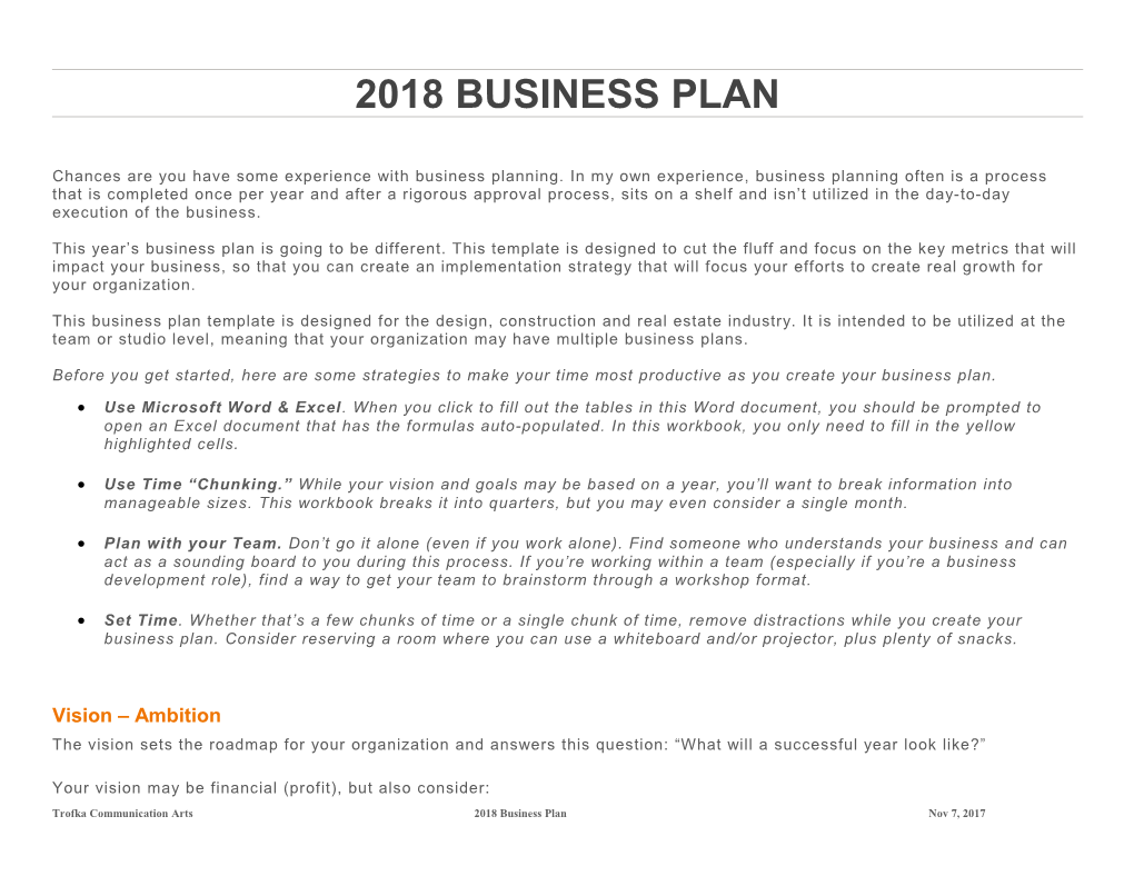 2018 Business Plan