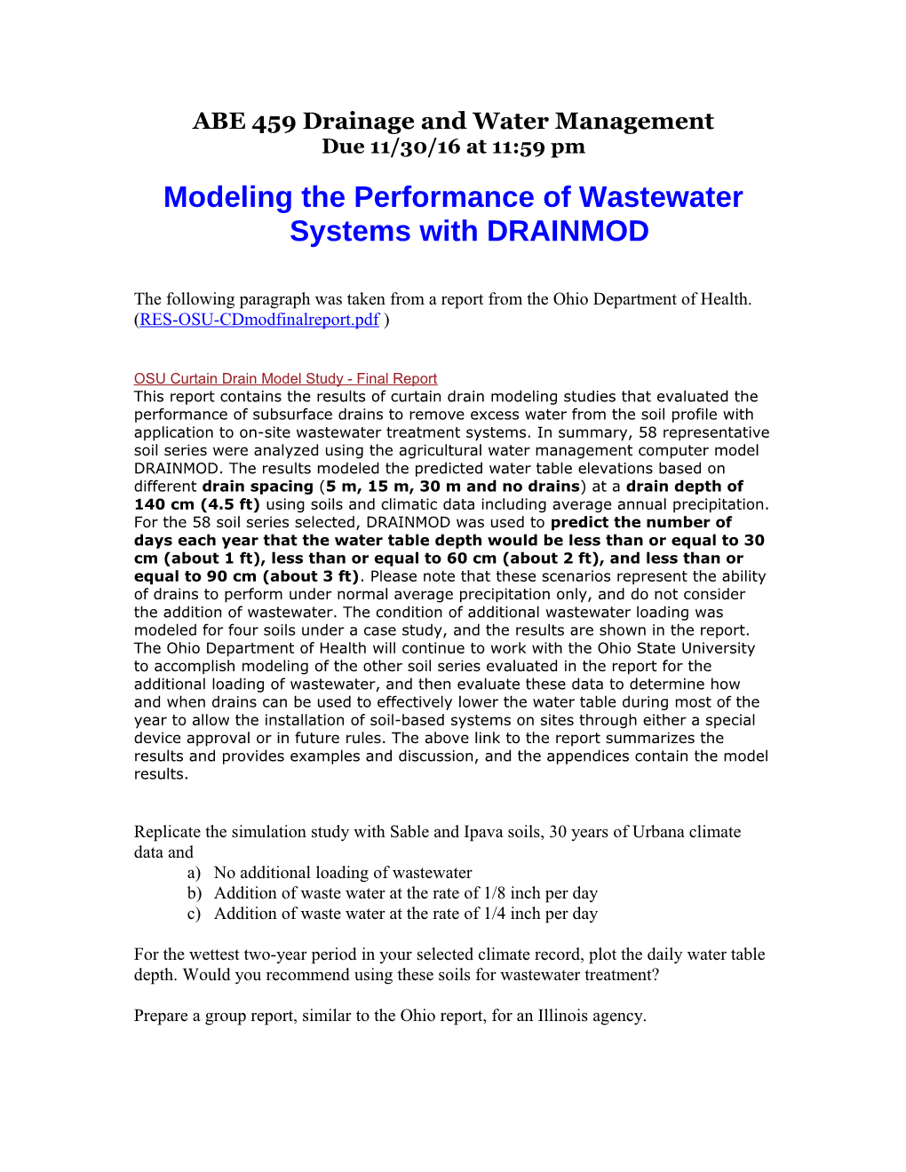Modeling the Performance of Wastewater Systems with DRAINMOD