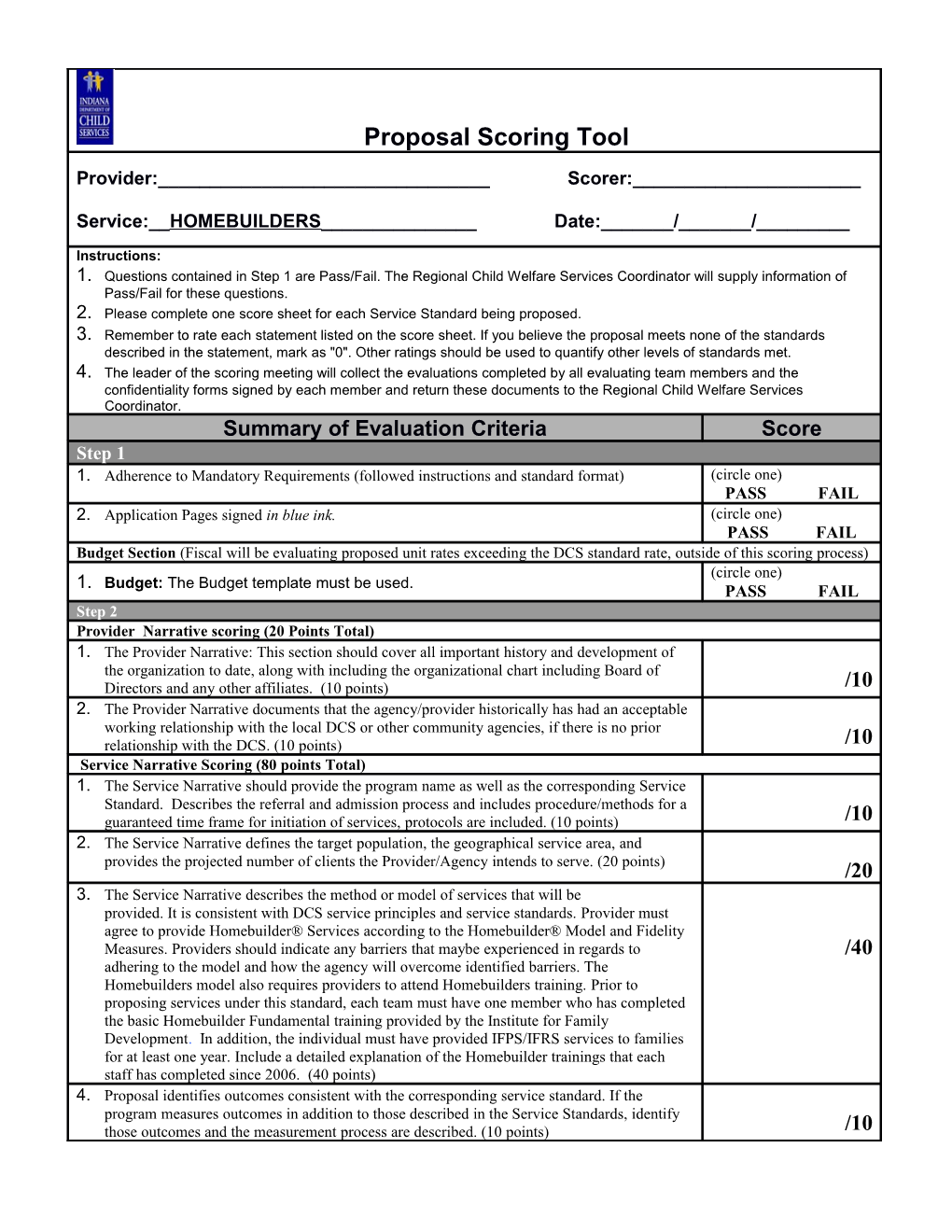 Proposal Scoring Tool