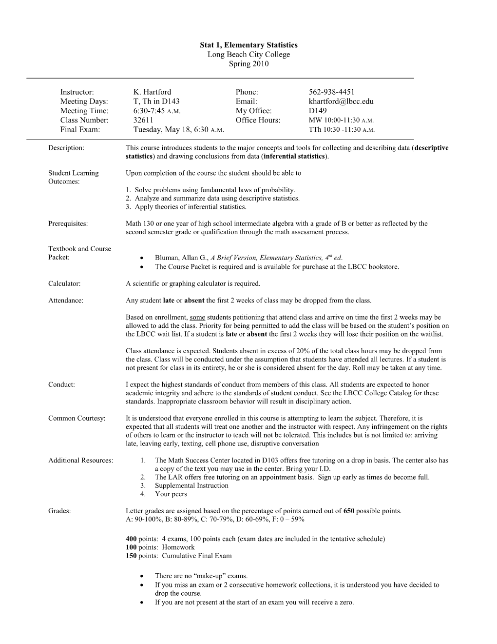 Stat 1, Elementary Statistics