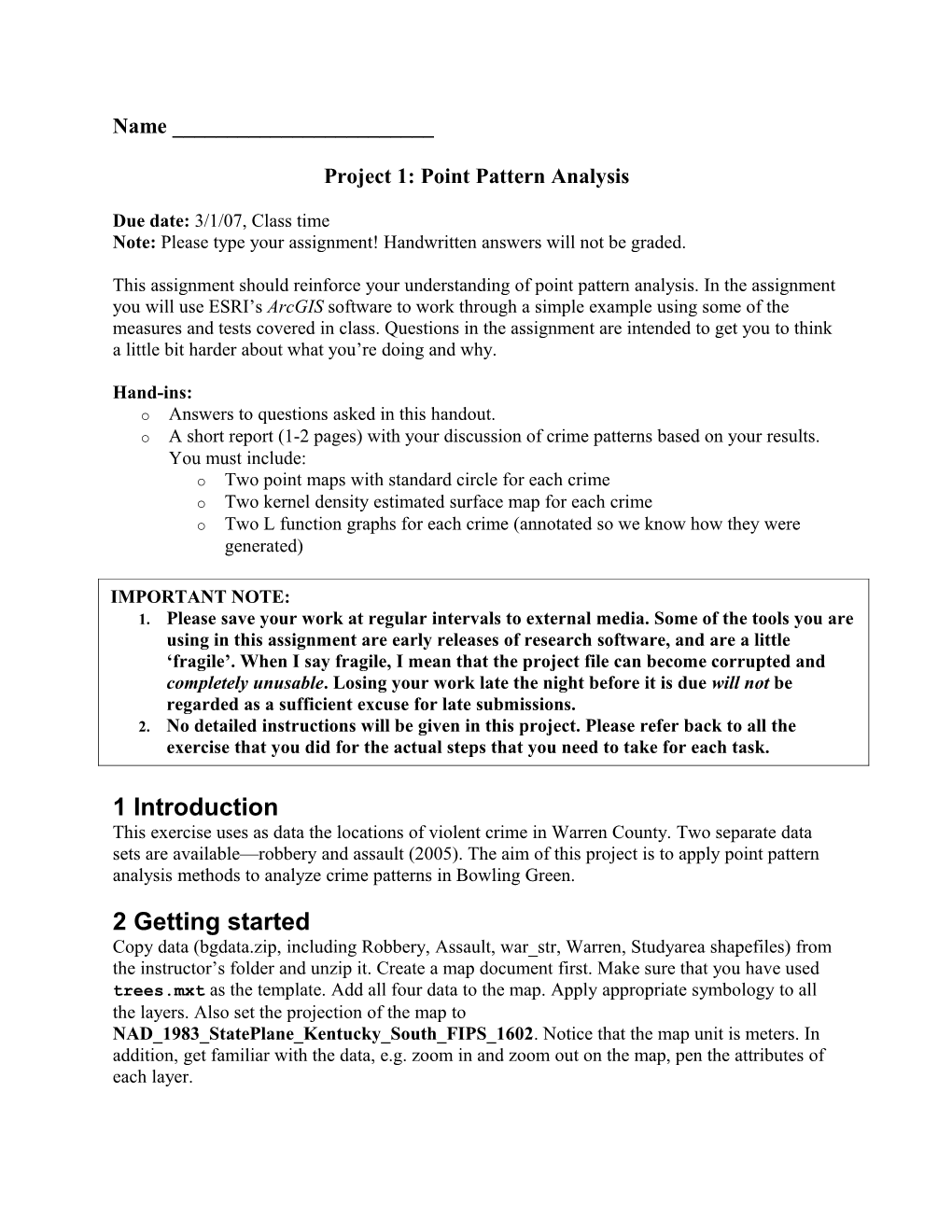 Project 1: Point Pattern Analysis