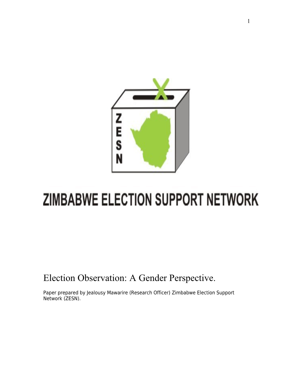 Election Observation: a Gender Perspective