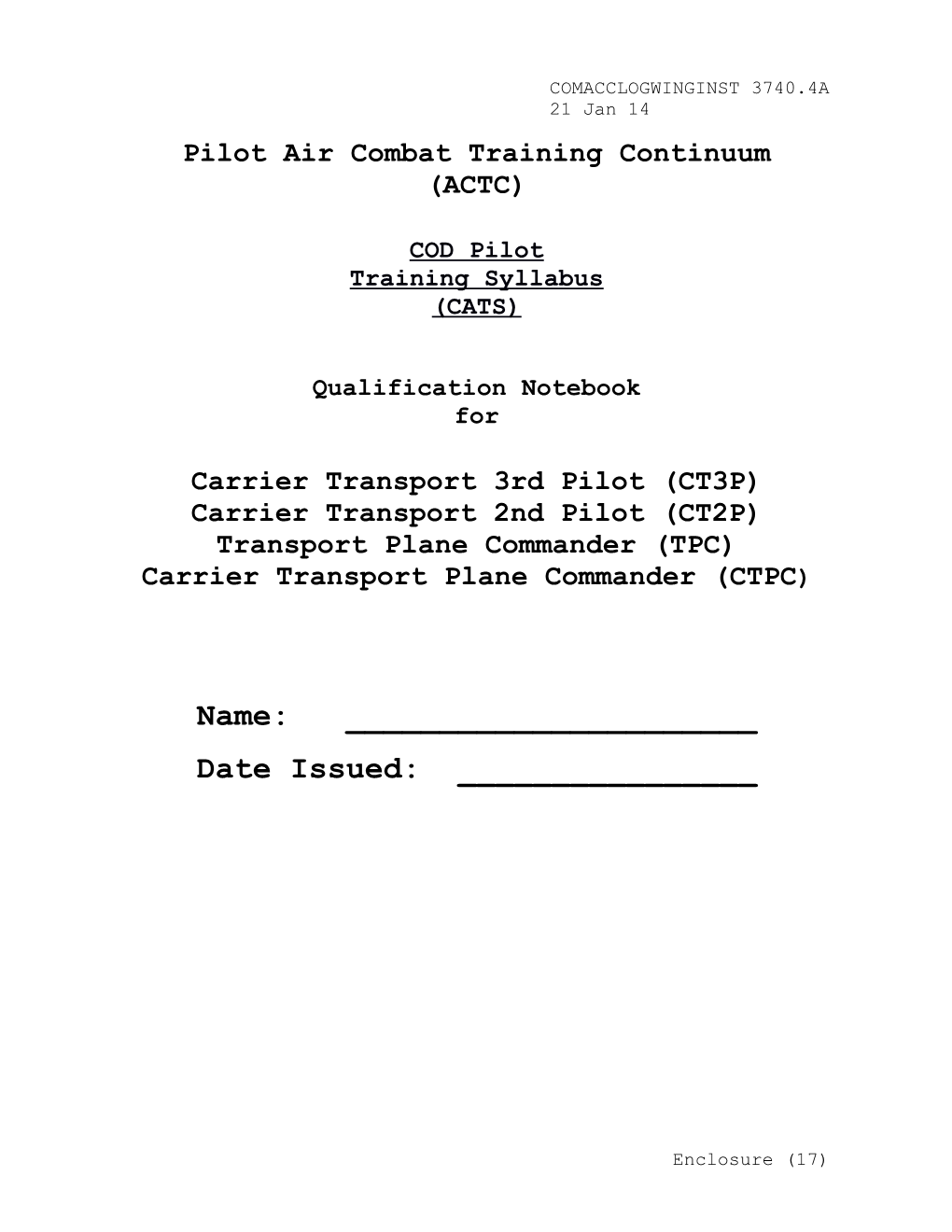 Pilot Air Combat Training Continuum