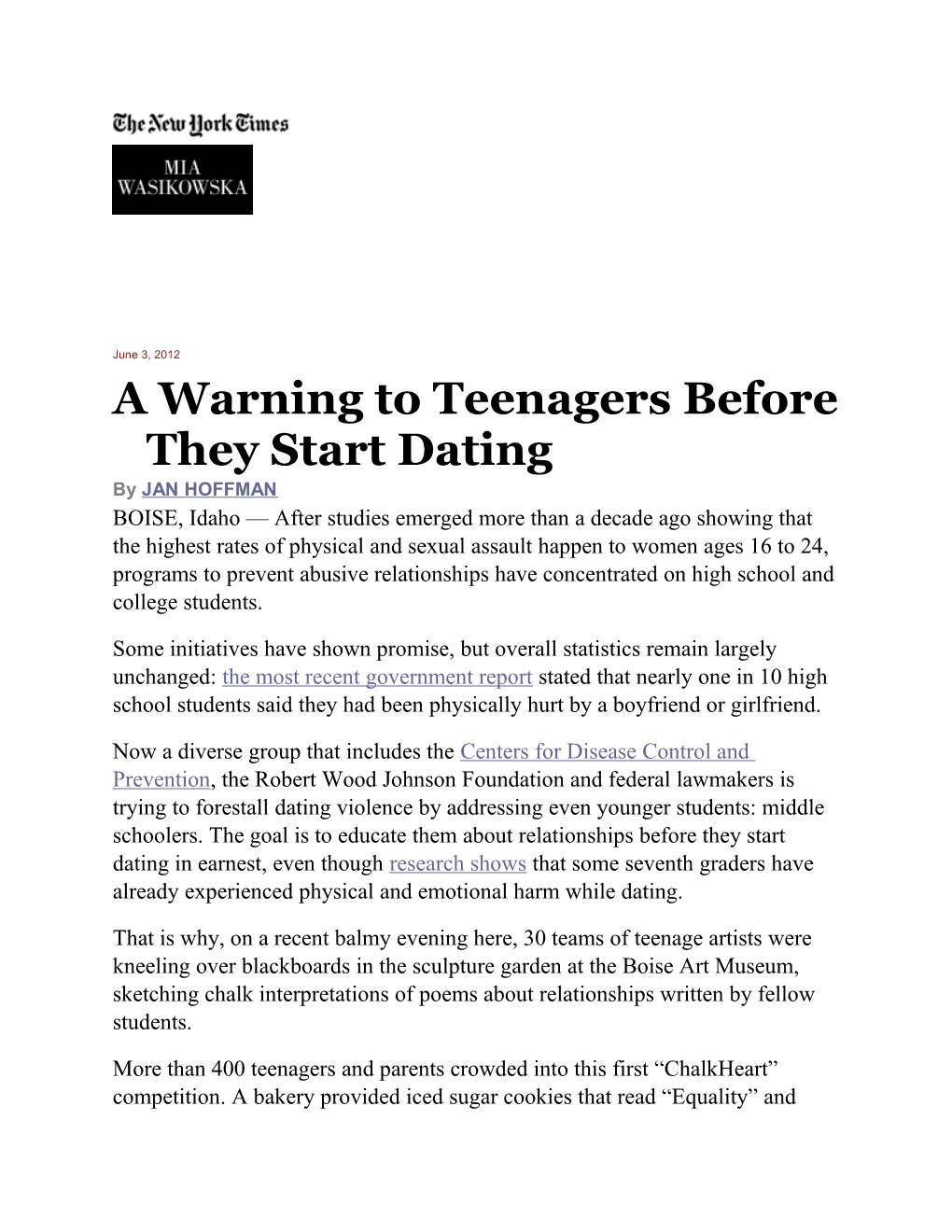 A Warning to Teenagers Before They Start Dating