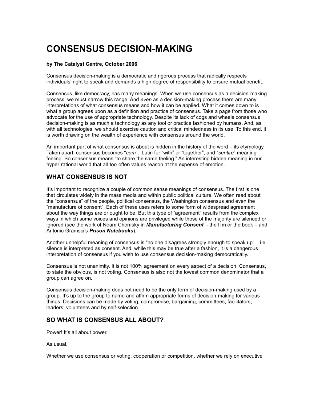 Consensus Decision-Making