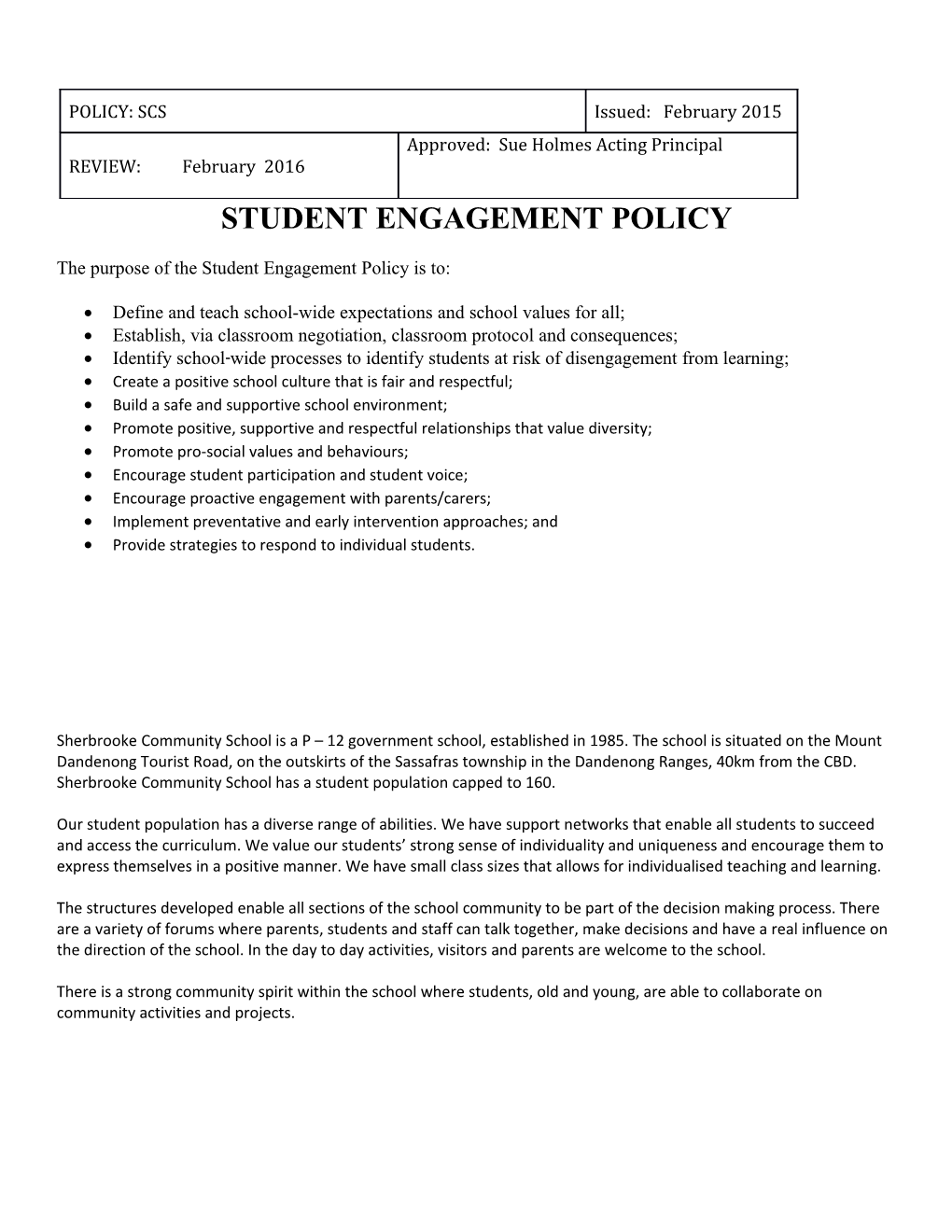 Student Engagement Policy
