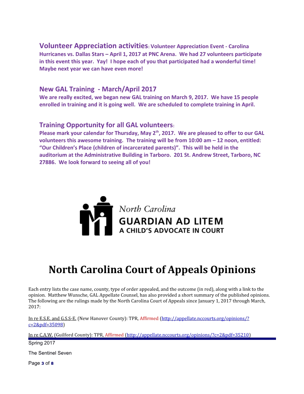 North Carolina Court of Appeals Opinions