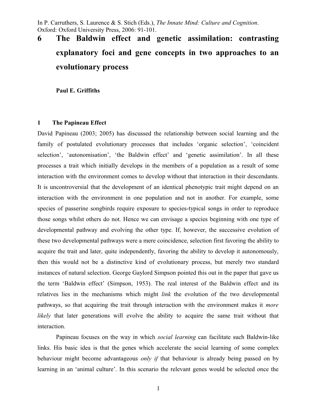 Understanding Genetic Assimilation Requires an Appropriate Gene Concept