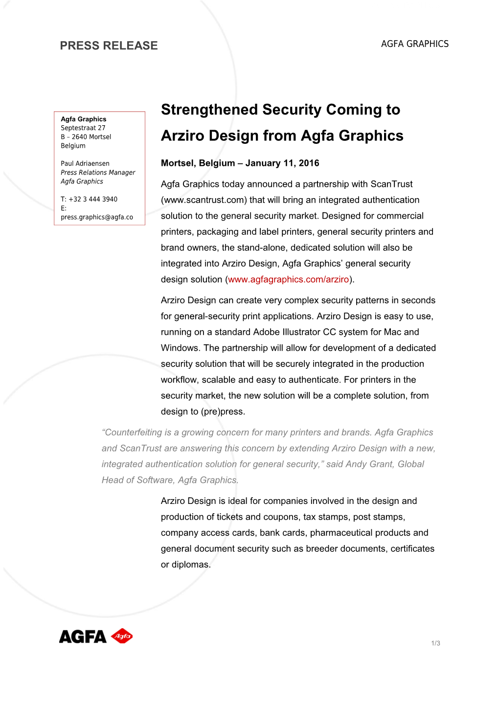 Strengthened Security Coming to Arziro Design from Agfa Graphics