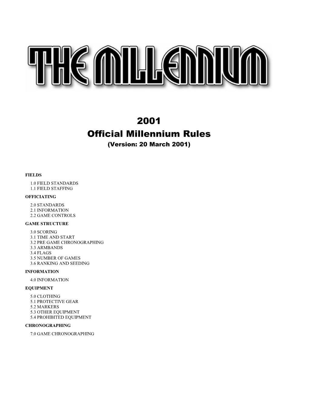 Official Millennium Rules