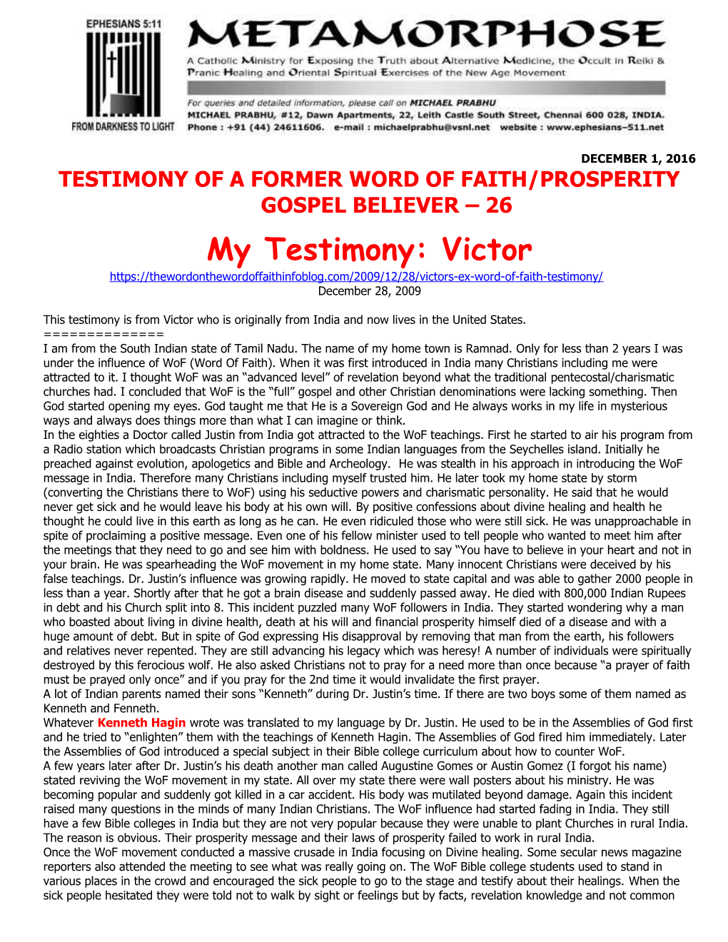 Testimony of a Former Word of Faith/Prosperity Gospel Believer 26
