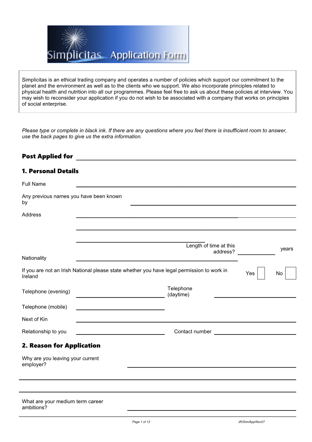 Page 1 of 12 JR/Sim/App/Nov07