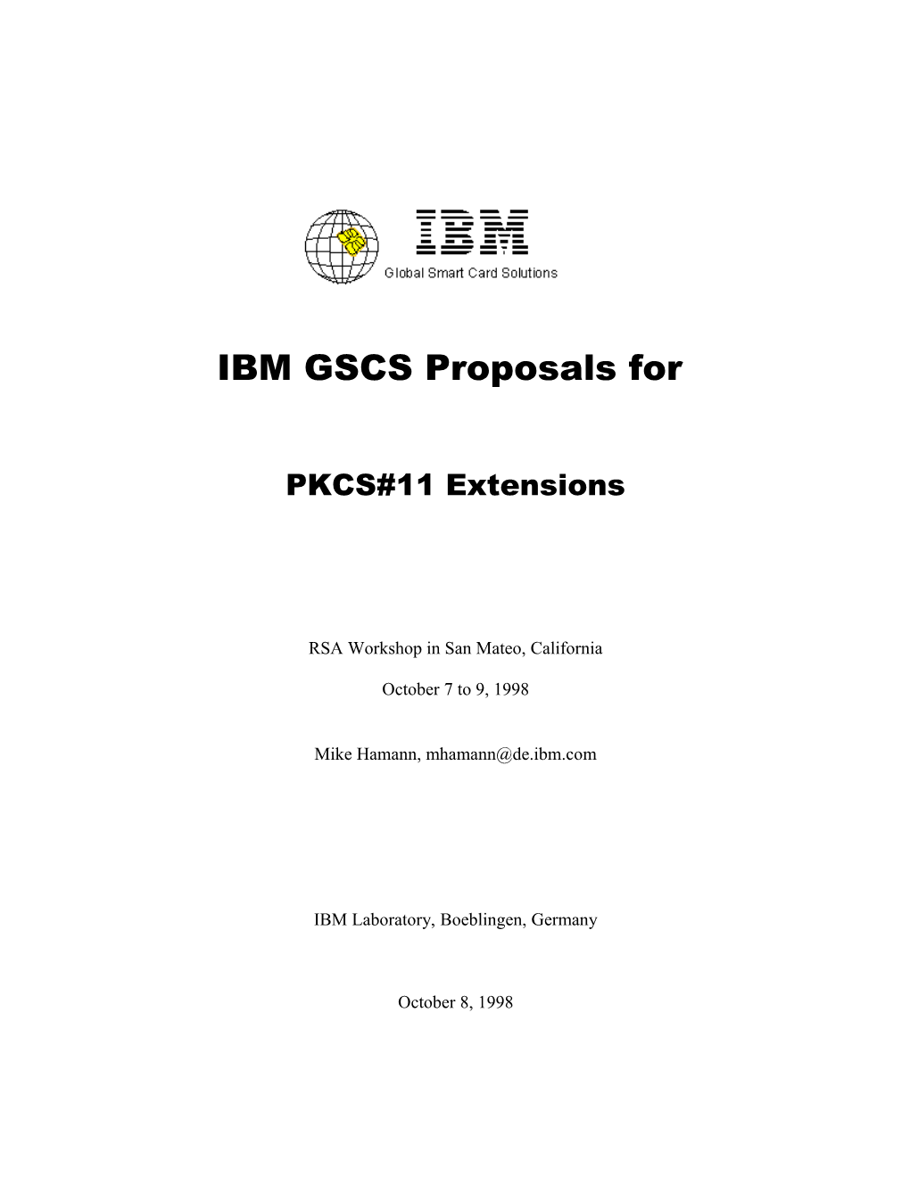 IBM GSCS Proposals For