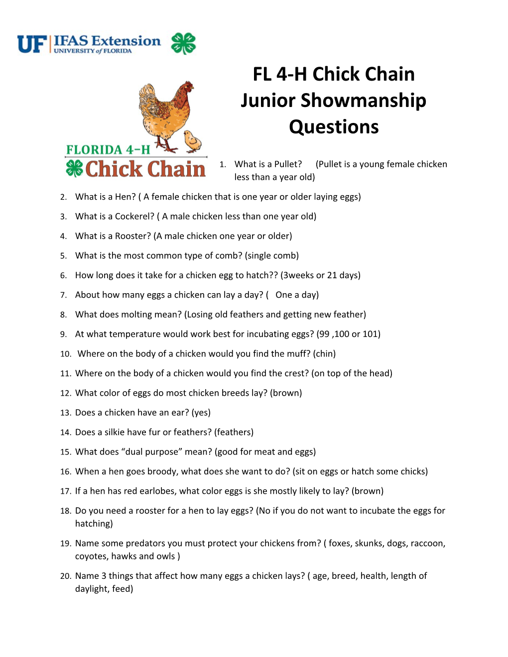 Junior Showmanship Questions