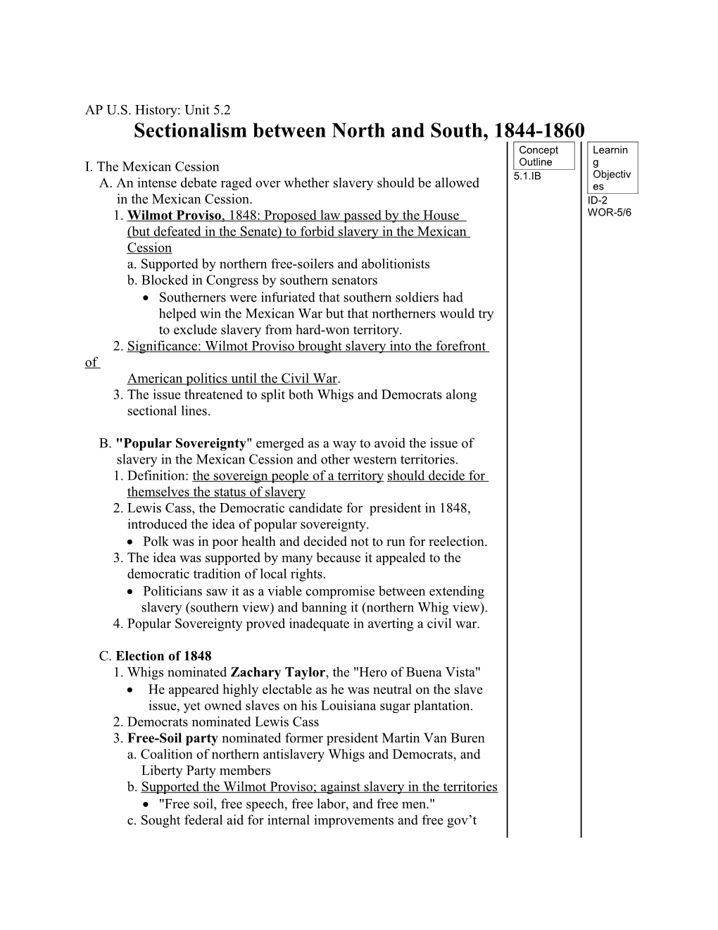 Sectionalism Between North and South, 1844-1860