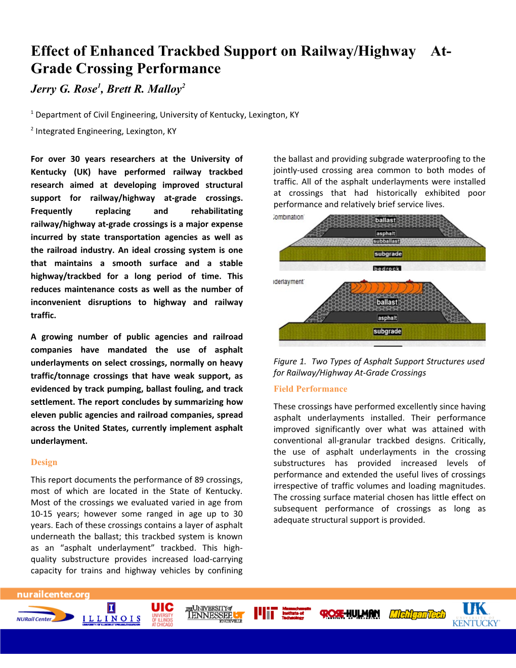 Effect of Enhanced Trackbed Support on Railway/Highway At-Grade Crossing Performance