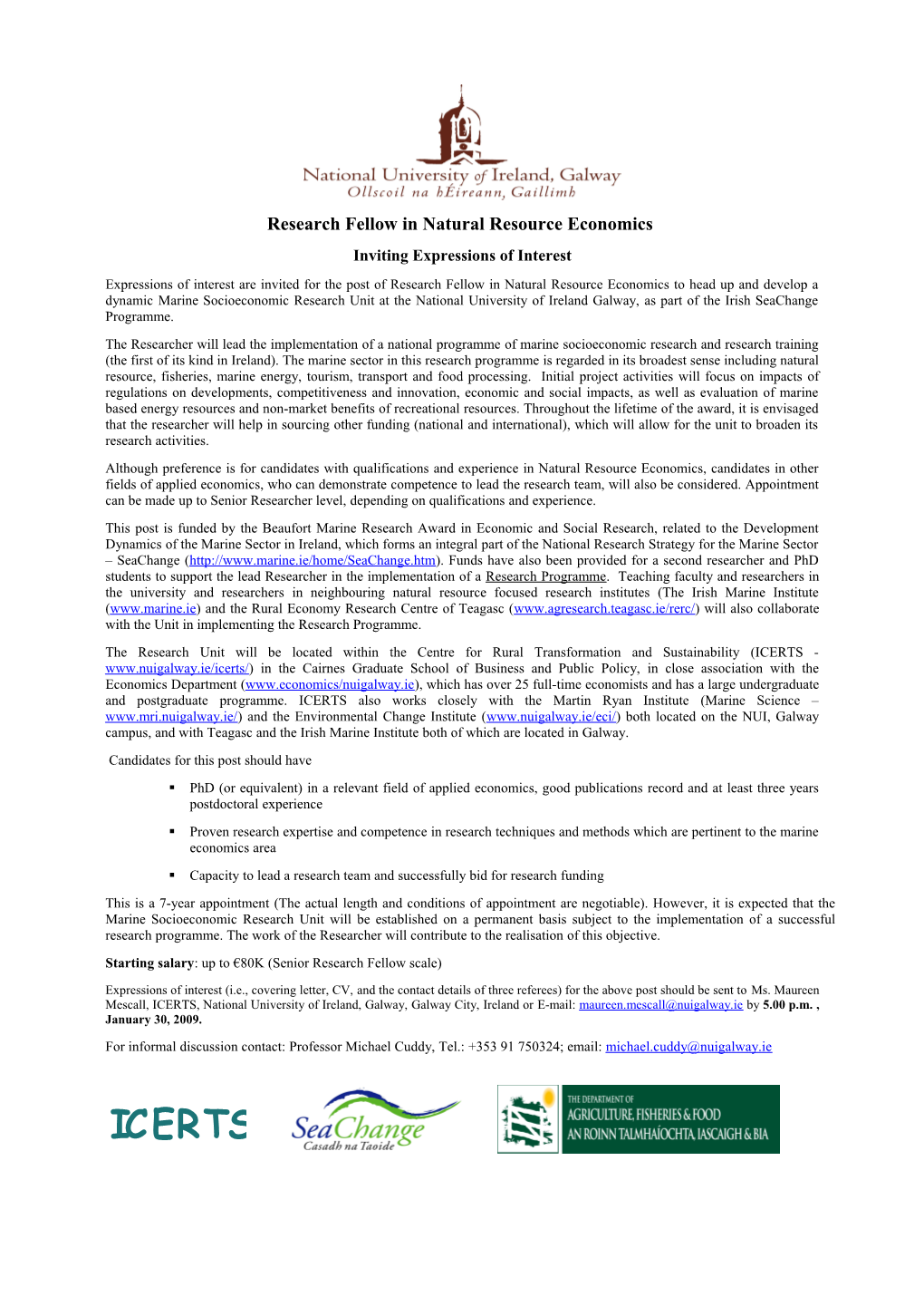 Research Fellow in Natural Resource Economics