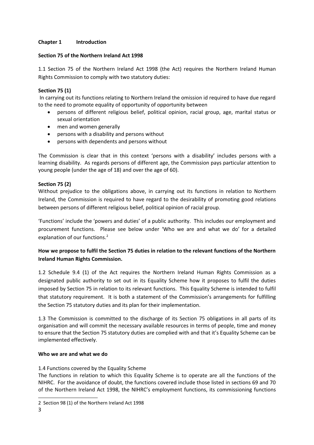 (Draft) Revised Equality Scheme for the Northern Ireland Human Rights Commission
