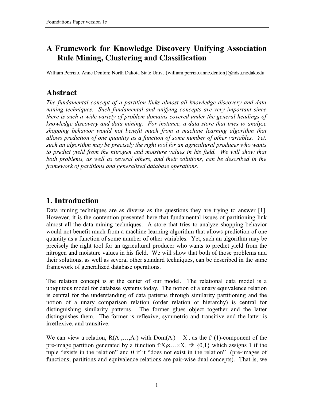 A Framework for Knowledge Discovery Unifying Association Rule Mining, Clustering And