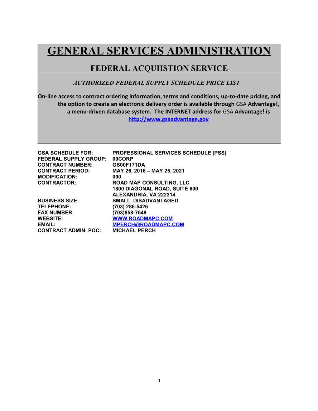 Authorized Federal Supply Scheduleprice List