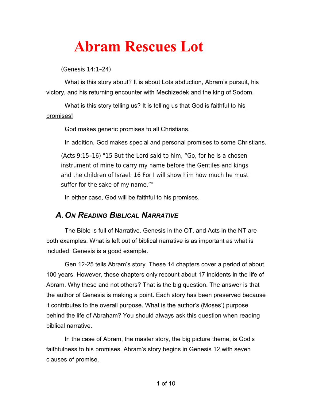 Abram Rescues Lot