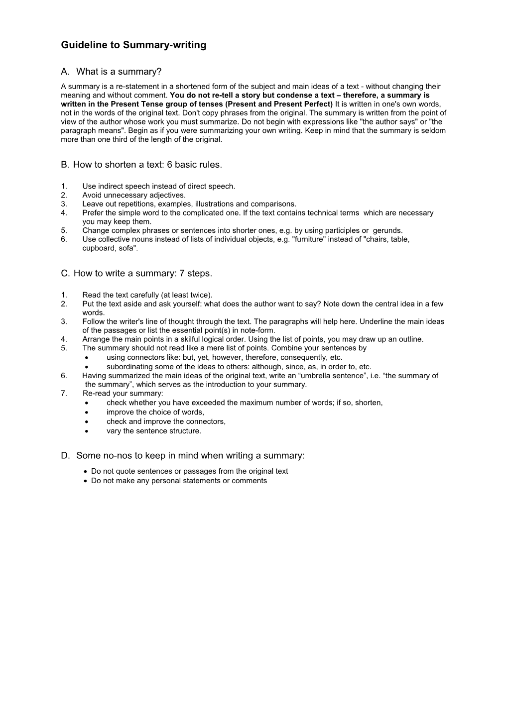 Guideline to Summary-Writing