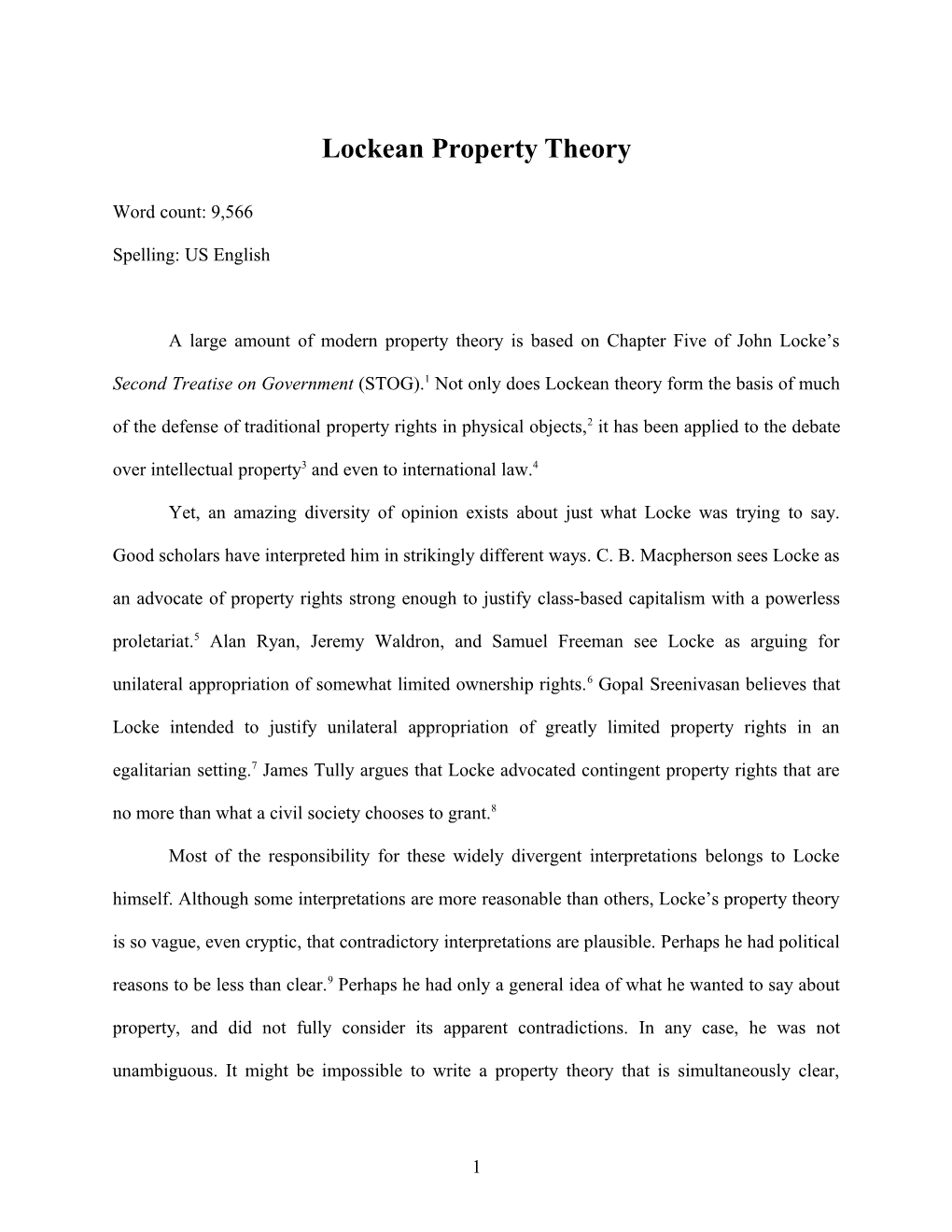 Lockean Property Theory