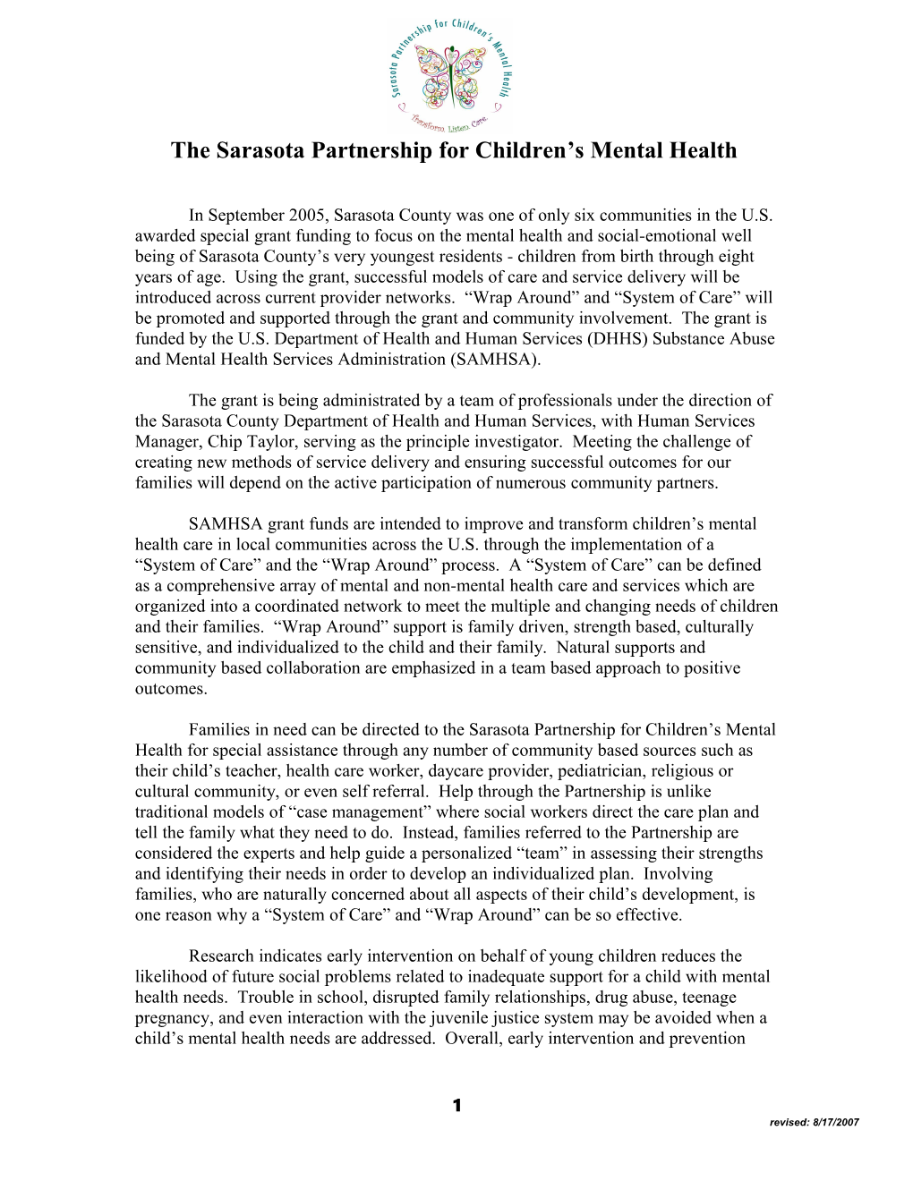Sarasota Partnership for Children's Mental Health