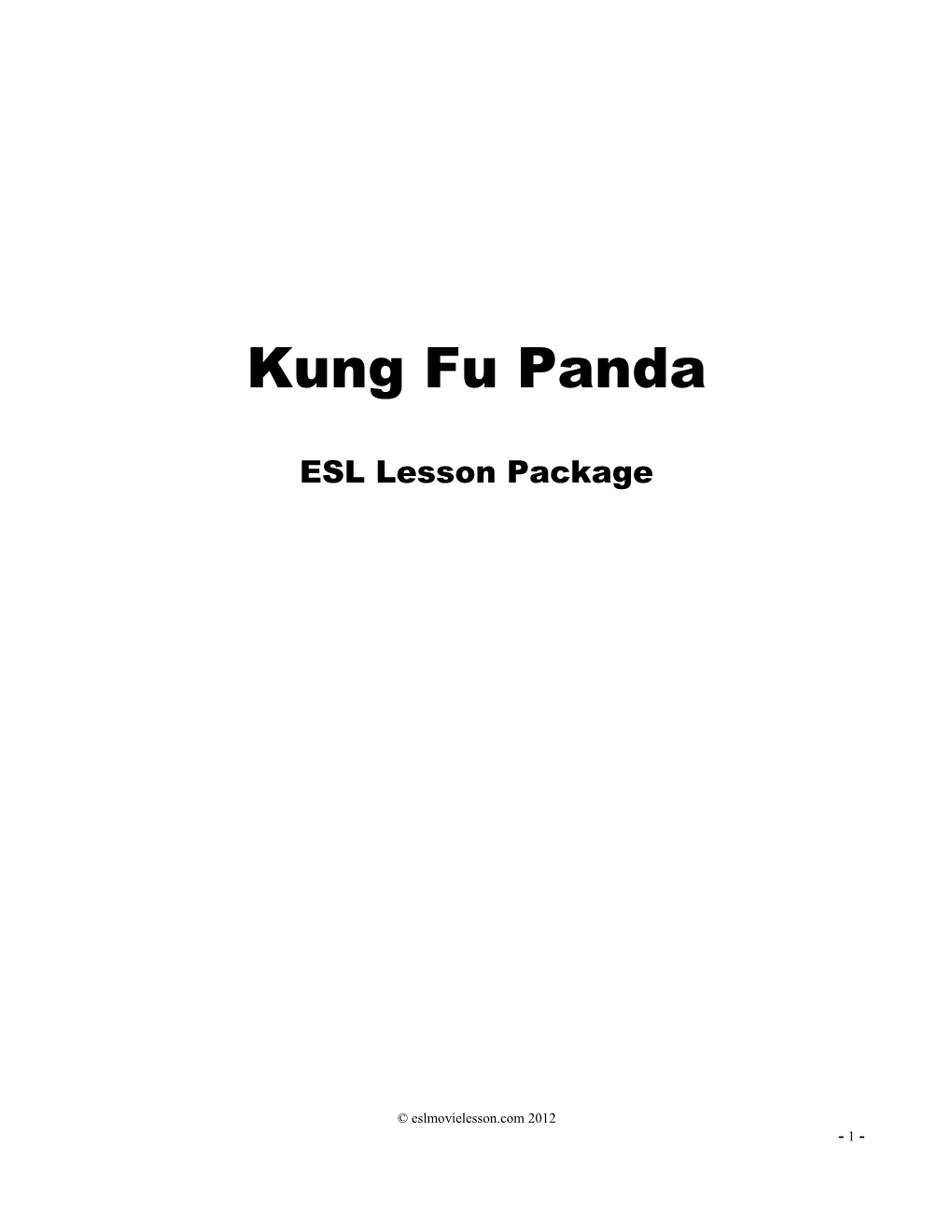 Kung Fu Panda Lesson Plan