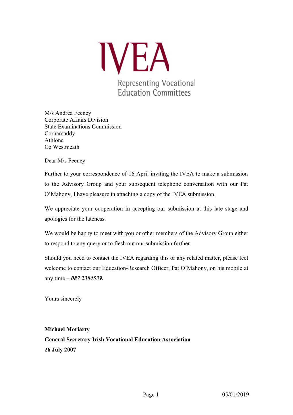 Irish Vocational Education Association (Ivea)