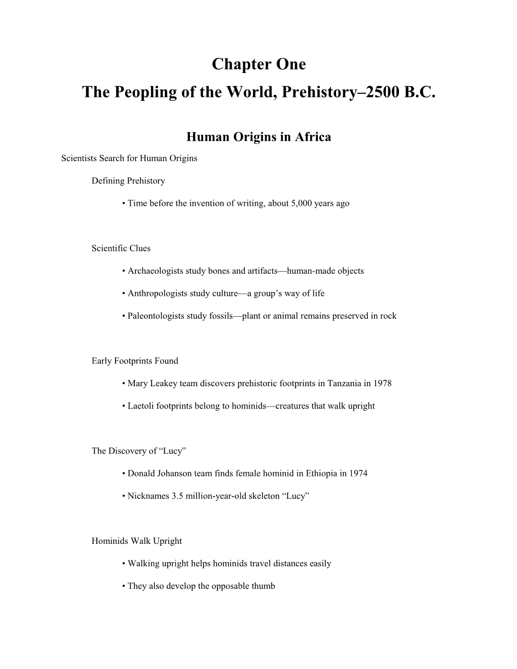 The Peopling of the World, Prehistory 2500 B.C