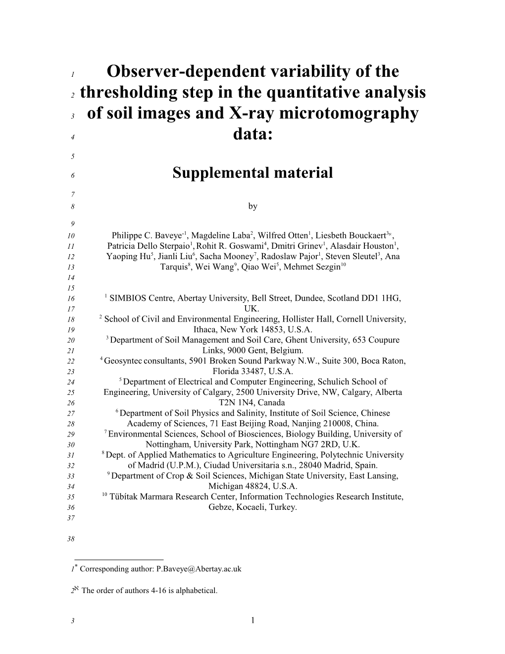 Observer-Dependent Variability of the Thresholding Step in the Quantitative Analysis Of
