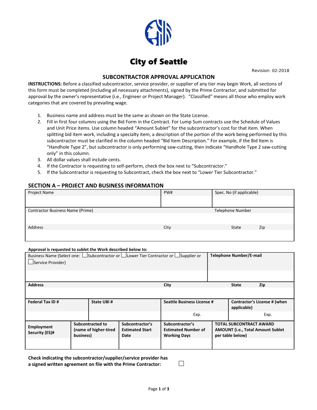 Subcontractor Approval - CSI