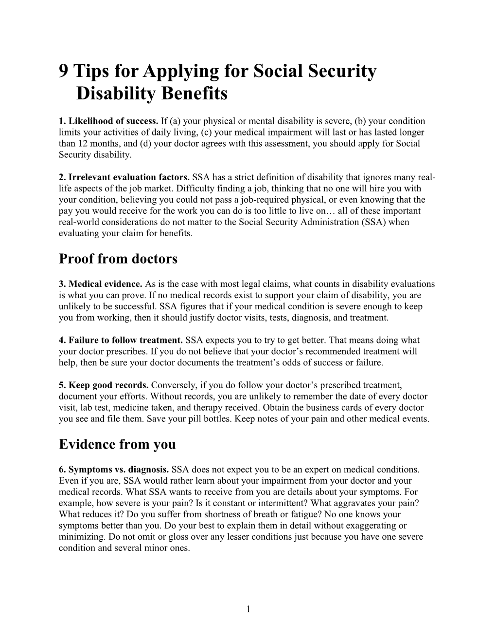 9 Tips for Applying for Social Security Disability Benefits