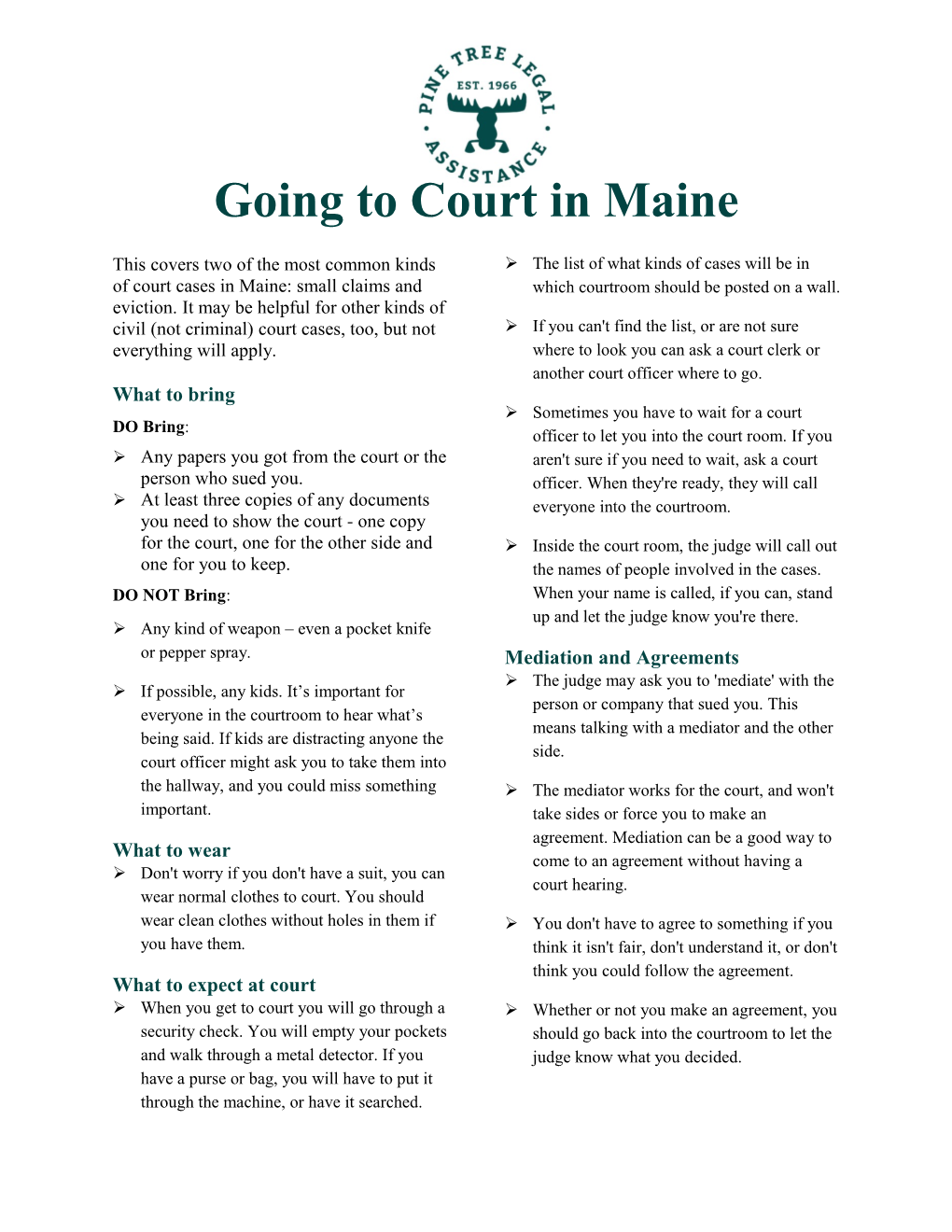 Going to Court in Maine