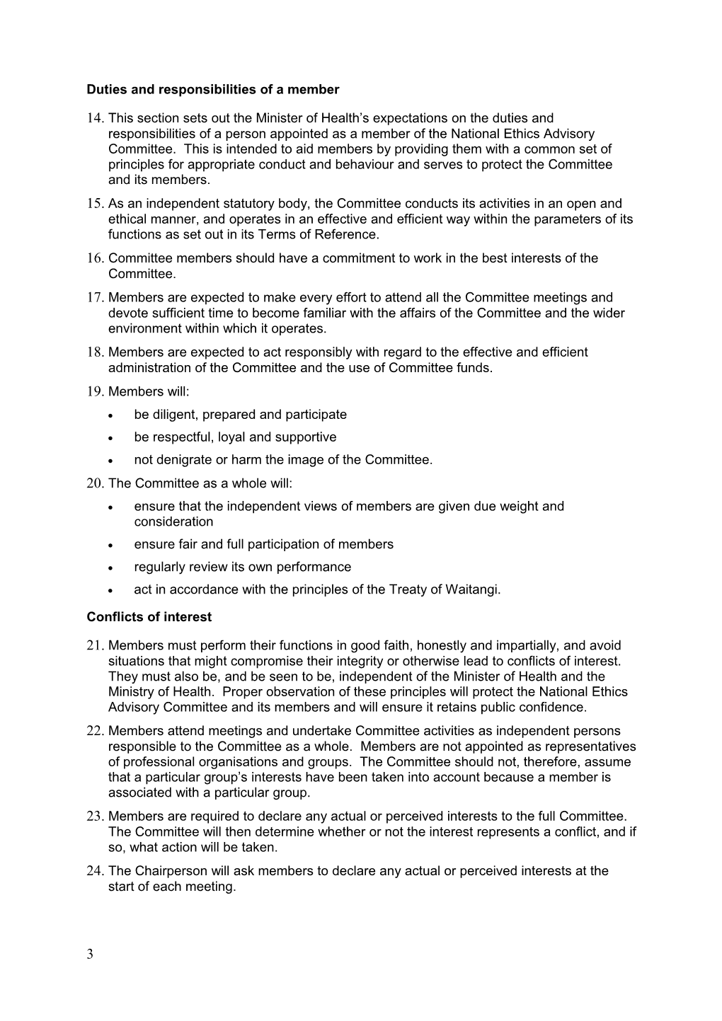 Terms of Reference for the National Ethics Advisory Committee