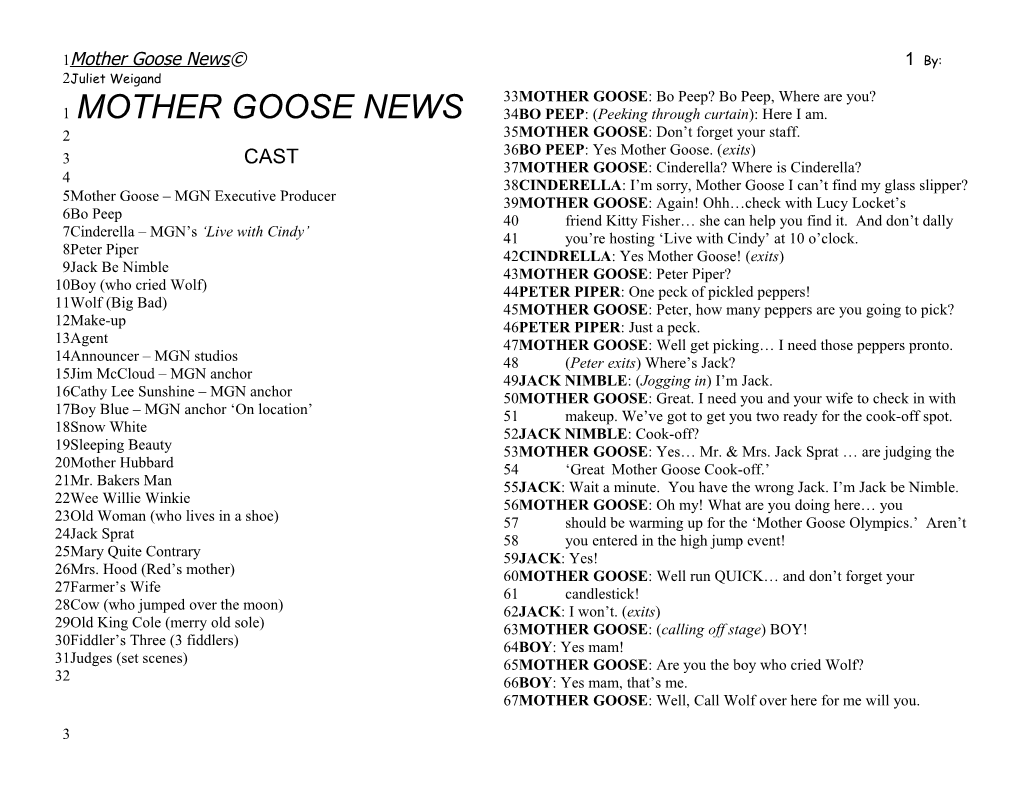 Mother Goose News 1 By: Juliet Weigand
