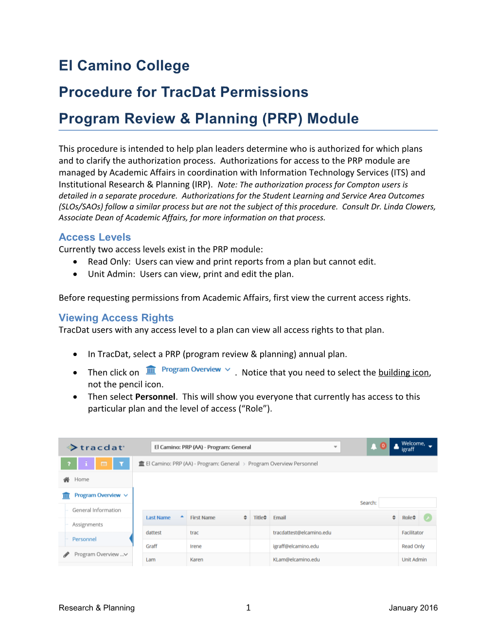 Procedure for Tracdat Permissions