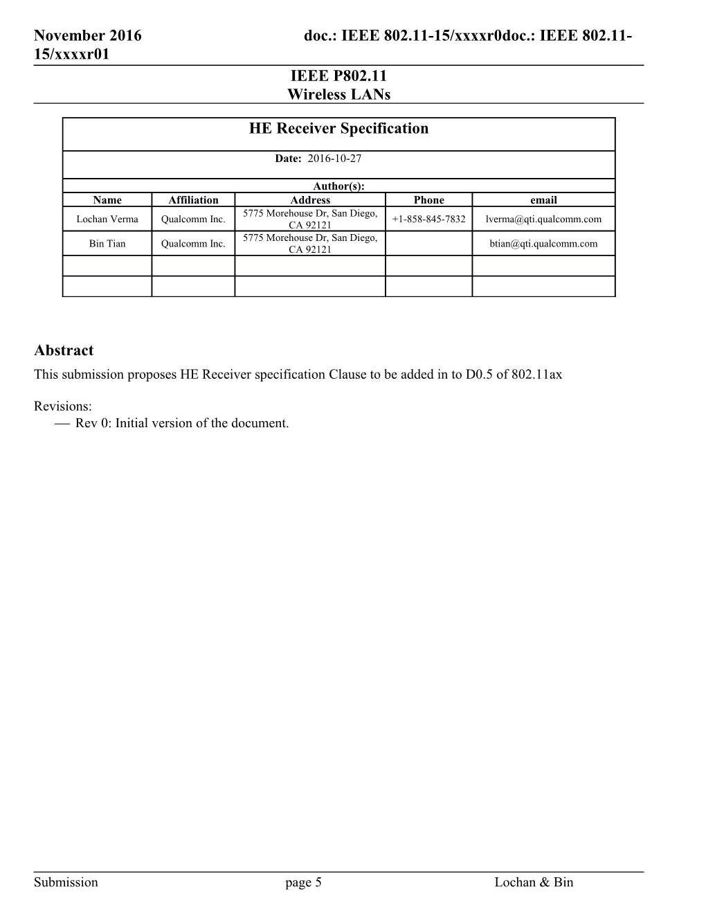 This Submission Proposeshe Receiver Specification Clause to Be Added in to D0.5 of 802.11Ax